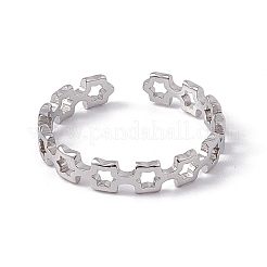 Non-Tarnish 201 Stainless Steel Ring Hollow Out Square Open Cuff Ring for Women&nbsp;RJEW-C045-11P