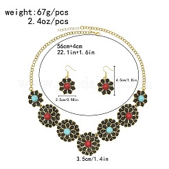 Flower Synthetic Turquoise Pendant Necklace & Dangle Earrings Sets&nbsp;FS-WGE93E4-01