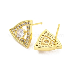 Hollow Triangle Brass Micro Pave Cubic Zirconia Stud Earrings&nbsp;EJEW-P237-01G