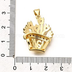 Rack Plating Brass Micro Pave Cubic Zirconia Pendants&nbsp;KK-L226-012G