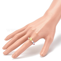 Handmade Polymer Clay Beaded Stretch Rings&nbsp;RJEW-JR00355