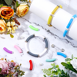 DIY Acrylic Curved Tube & CCB Plastic Beads Bracelet Making Kits&nbsp;DIY-DC0003-31B