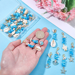 25Pcs 5 Styles Alloy Enamel & Shell Pendant Decoraiton&nbsp;HJEW-BM00019