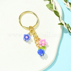 Flower Glass & Polymer Clay Pendant Keychain&nbsp;KEYC-JKC00639-01