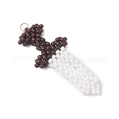 Dagger Shape Glass Seed Beads Beaded Pendants&nbsp;PALLOY-CJ00135-01