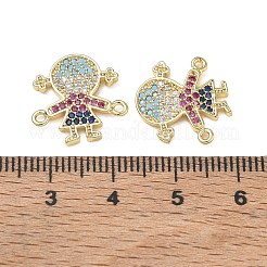 Brass Micro Pave Colorful Cubic Zirconia Connector Charms for Jewelry Making&nbsp;CU-CBAAA59-01G-06