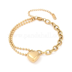 304 Stainless Steel Heart Charm Bracelets&nbsp;BJEW-Z106-02G