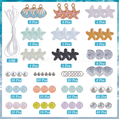 Ocean Theme DIY Glass Starfish & Shell & Round Beads Bracelet Making Kits&nbsp;DIY-SC0028-40
