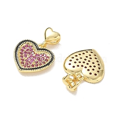 Brass Micro Pave Medium Violet Red Cubic Zirconia with Black Enamel Charms&nbsp;CU-CBA6305-10G