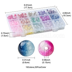375Pcs 15 Colors Crackle Baking Paint Imitation Jade Glass Beads Sets&nbsp;DGLA-FS0001-06