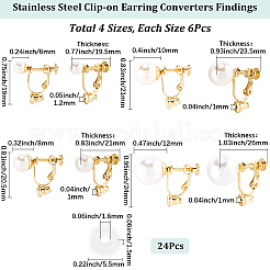 24Pcs 4 Styles 316 Surgical Stainless Steel Clip-on Earring Converters Findings&nbsp;STAS-SC0010-35G