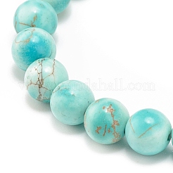 Natural White Jade & Howlite & Synthetic Turquoise(Dyed) Stretch Bracelet with Cross&nbsp;BJEW-JB08295-03