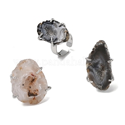 Natural Druzy Agate Cuff Open Rings&nbsp;RJEW-A084-02P