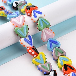 Heart Handmade Lampwork Beads Strands&nbsp;LAMP-G150-01B