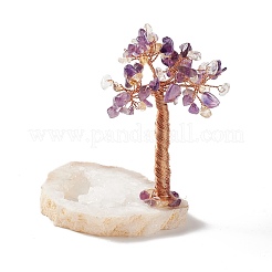 Natural Amethyst with Citrine Chips and Natural Quartz Crystal Pedestal Display Decorations&nbsp;DJEW-G027-12RG-01