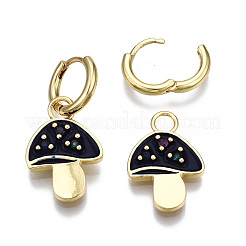 Brass Micro Pave Cubic Zirconia Huggie Hoop Earrings&nbsp;EJEW-T014-27G-01-NF