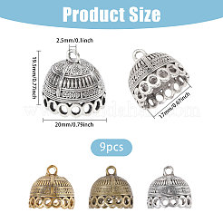 9Pcs 3 Colors Tibetan Style Alloy Pendant Bail&nbsp;FIND-CA0011-04