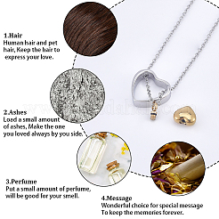 1Pc 304 Stainless Steel Heart Pendant Urn Ashes Necklaces&nbsp;NJEW-CN0001-19GP