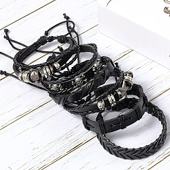 6Pcs 6 Styles PU Imitation Leather Braided Bracelets&nbsp;BJEW-CL0001-52