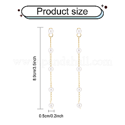 1 Pairs ABS Plastic Imitation Pearl Beaded Tassel Dangle Stud Earrings&nbsp;EJEW-AN0001-52