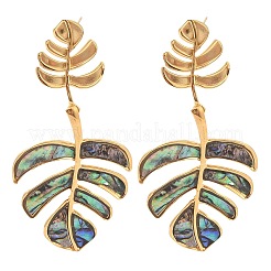 304 Stainless Steel & Shell Stud Earrings for Women&nbsp;EJEW-Z065-02G-02