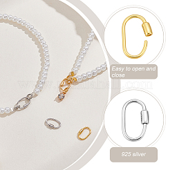 4Pcs 2 Colors Sterling Silver Locking Carabiner&nbsp;STER-GA0001-35C