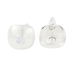 Square Brass Drawbench Stud Earring&nbsp;LS-EJEW-L288-004S