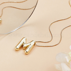 1pc Brass Chain with Alloy Letter Pendants Necklaces&nbsp;NJEW-LP0001-41M-G
