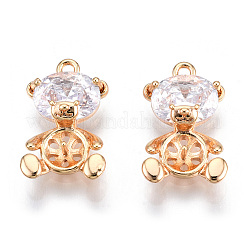 Brass Micro Pave Clear Cubic Zirconia Peg Bails Pendants&nbsp;KK-N216-399