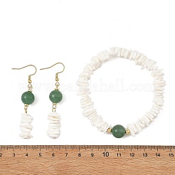 Natural Sea Shell Square Heishi Beads Dangle Earrings and Bracelets&nbsp;SJEW-JS01388