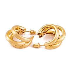 C-Shaped Brass Multi-Strand Half Hoop Stud Earrings for Women&nbsp;EJEW-G391-05G