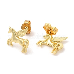 Rack Plating Brass Unicorn Stud Earrings for Women&nbsp;EJEW-A101-01G