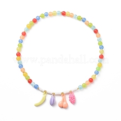 Acrylic Charm Necklace with Round Beaded Chains for Women&nbsp;NJEW-JN04165