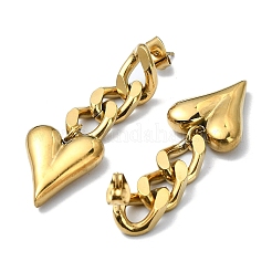 Ion Plating(IP) 304 Stainless Steel Heart Dangle Stud Earrings&nbsp;EJEW-G375-01G