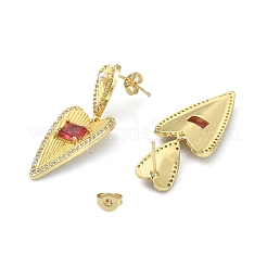 Heart Clear Cubic Zirconia Dangle Stud Earrings&nbsp;EJEW-F311-03G