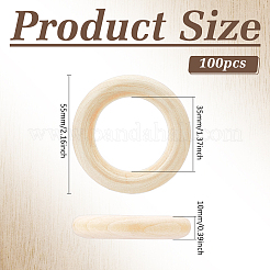 Unfinished Schima Wood Rings for DIY Accessories&nbsp;WOOD-WH0002-65A