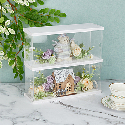 2-Tier Rectangle Transparent Acrylic Minifigures Display Case&nbsp;ODIS-WH0099-08B