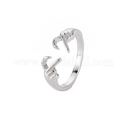 Hand Gesture Love Open Cuff Ring&nbsp;RJEW-S038-226