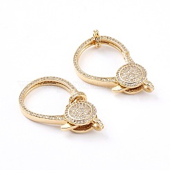 Brass Micro Pave Clear Cubic Zirconia Lobster Claw Clasps&nbsp;ZIRC-I043-38G