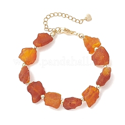 Raw Rough Natural Amber and Electroplate Non-magnetic Synthetic Hematite Beaded Bracelets for Women&nbsp;BJEW-JB13627