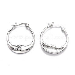 Brass Micro Pave Clear Cubic Zirconia Hoop Earrings&nbsp;EJEW-J101-28P