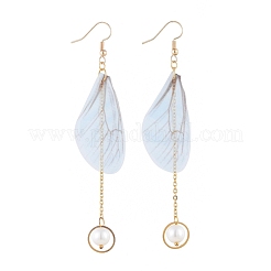 Glass Pearl Dangle Earrings&nbsp;EJEW-JE03992-M