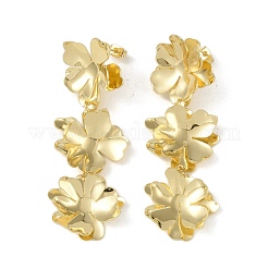 Triple Flower Brass Stud Earrings&nbsp;LS-EJEW-K257-05G