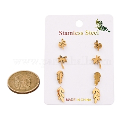 304 Stainless Steel Leaf Stud Earring Kits&nbsp;EJEW-H142-03G