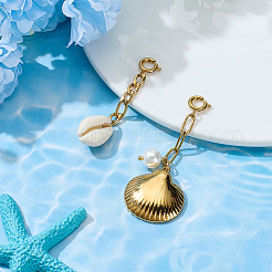 2Pcs 2 Styles Shell Shape 304 Stainless Steel Pendant Decorations&nbsp;HJEW-GA0001-59