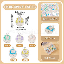50Pcs 5 Colors Alloy Pendants&nbsp;ENAM-TA0003-93P