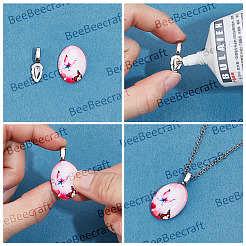 6Pcs 304 Stainless Steel Glue-on Flat Pad Pendant Bails&nbsp;STAS-BBC0010-77
