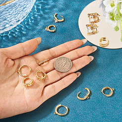 12Pcs 6 Styles Brass Micro Pave Clear Cubic Zirconia Hoop Earring Findings&nbsp;KK-TA0002-86