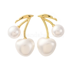 Cherry Brass Stud Earrings&nbsp;EJEW-V017-01A-G