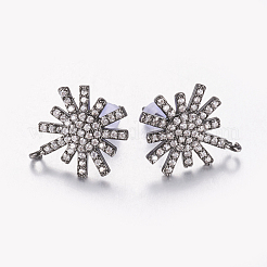 Brass Micro Pave Cubic Zirconia Stud Earring Findings&nbsp;ZIRC-E132-17